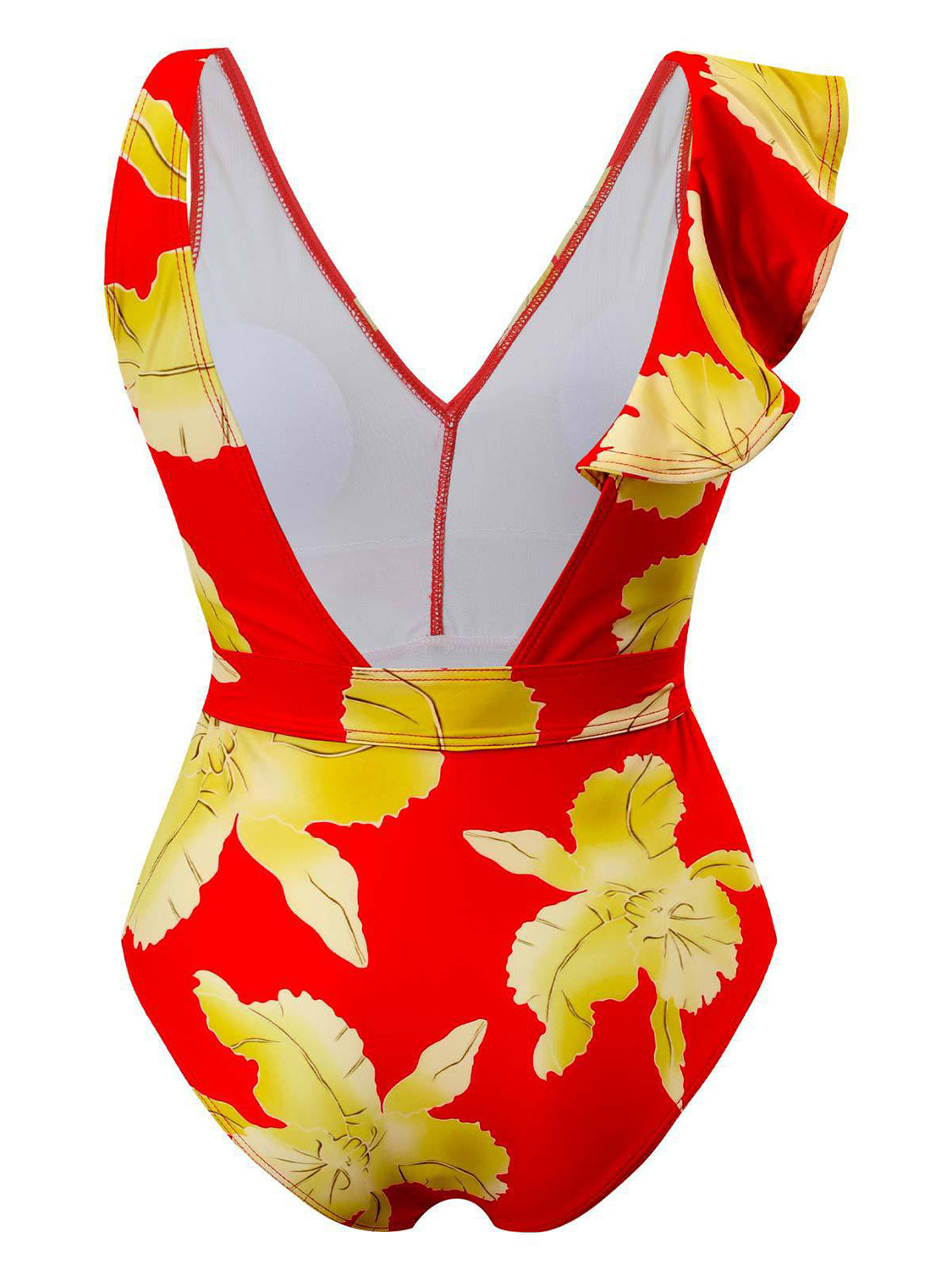 Tied Printed V-Neck Sleeveless One-Piece Swimwear