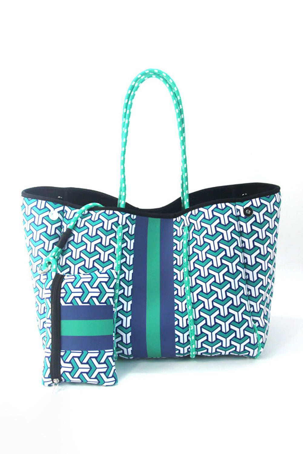 Dark Blue Geometric Print Tote Bag