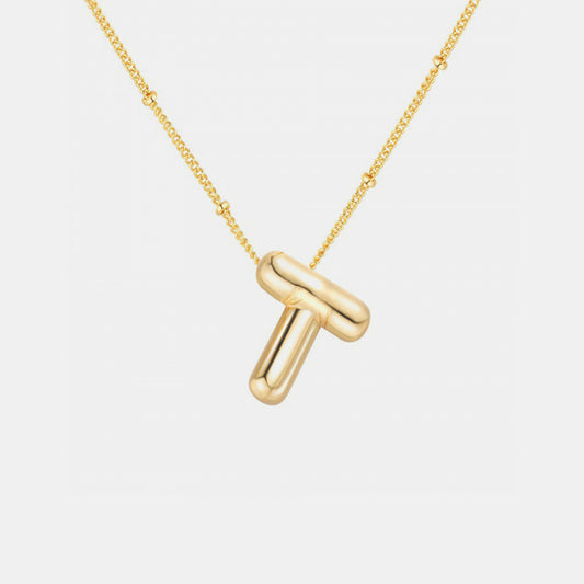 Gold-Plated Letter Pendant Necklace