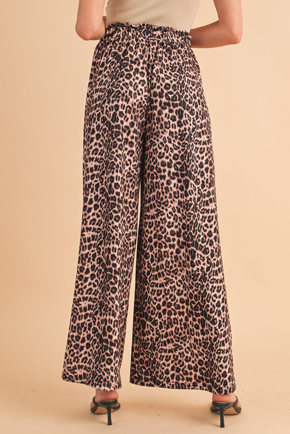 Desert Palm Boho Leopard Print Wide Leg Pants