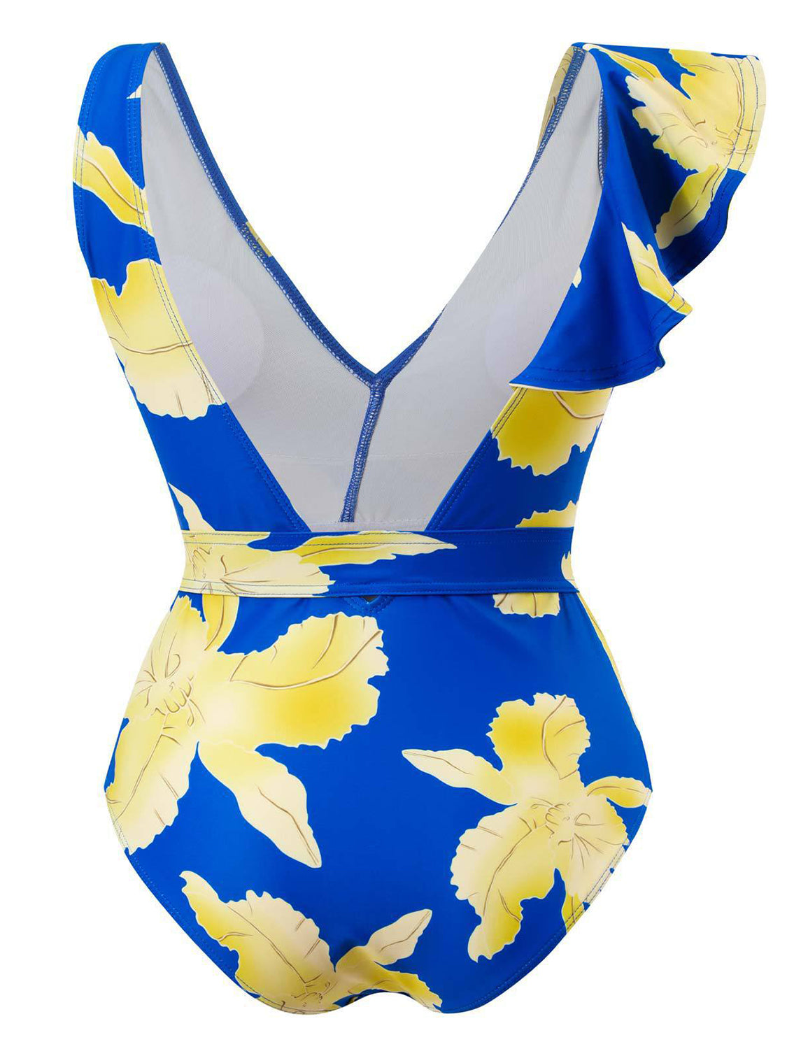 Tied Printed V-Neck Sleeveless One-Piece Swimwear