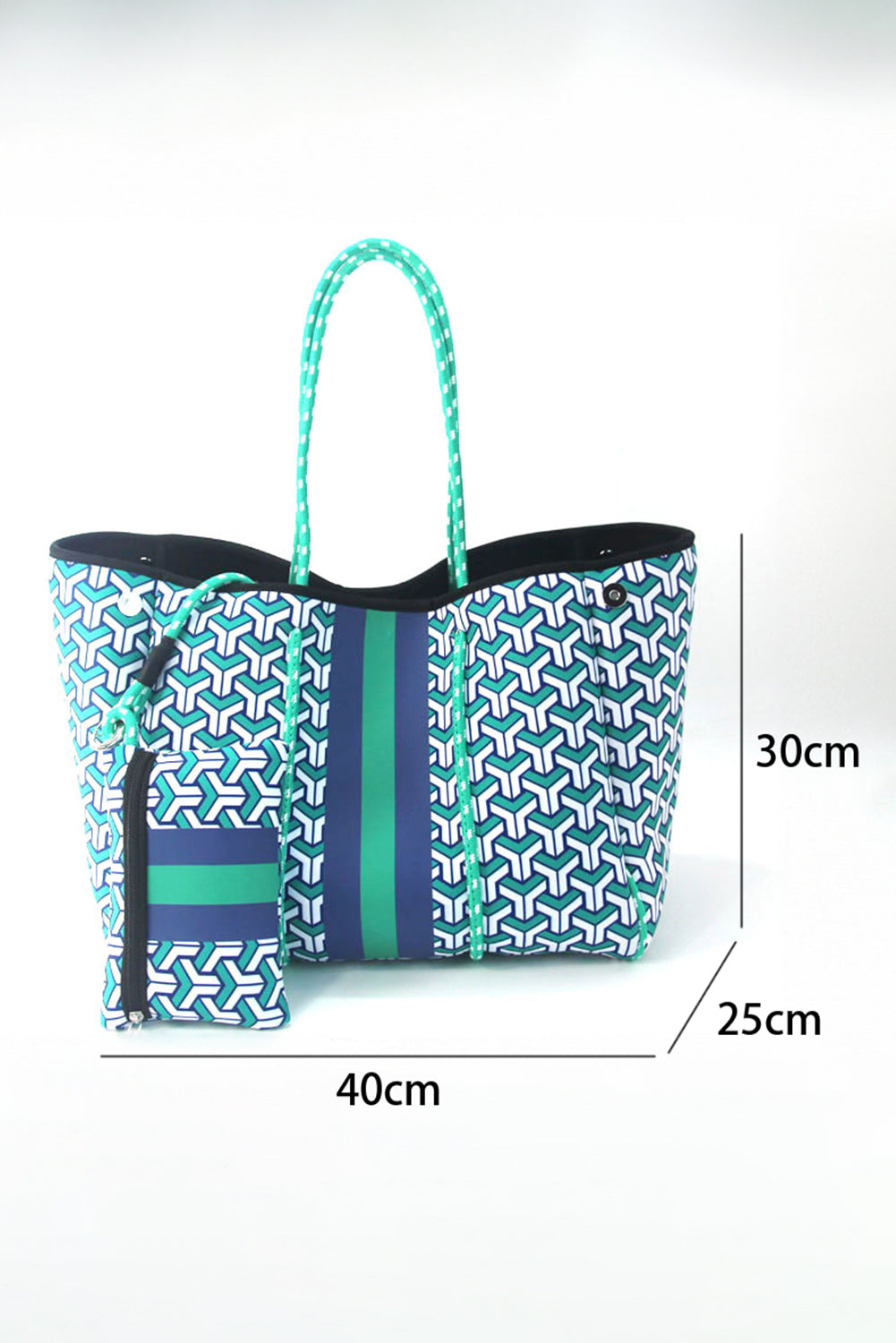 Dark Blue Geometric Print Tote Bag