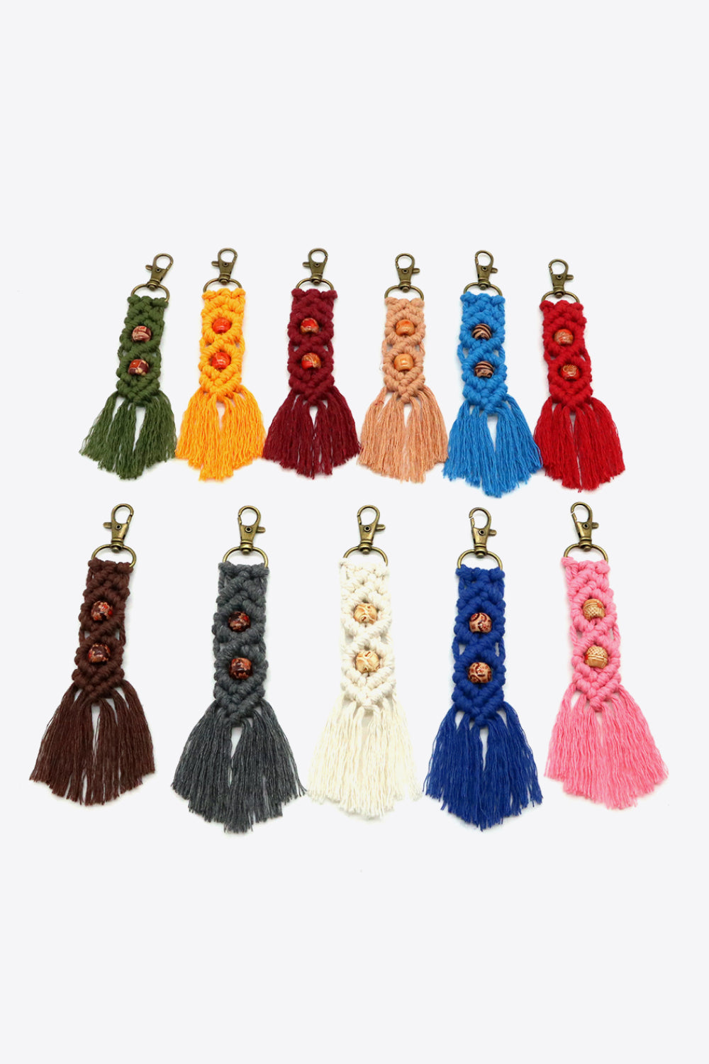 Assorted 4-Pack Handmade Macrame Fringe Keychain