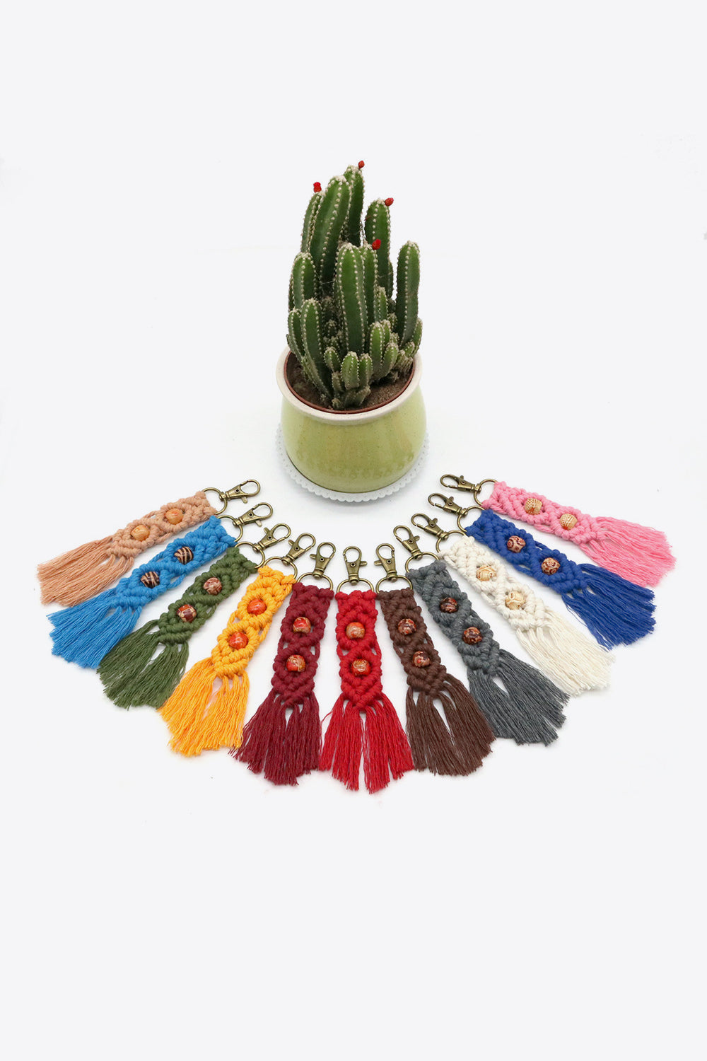 Assorted 4-Pack Handmade Macrame Fringe Keychain